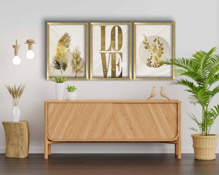 Wallity Conjunto de 3 Cuadros Decorativos Enmarcados en MDF, 38 x 53 cm
